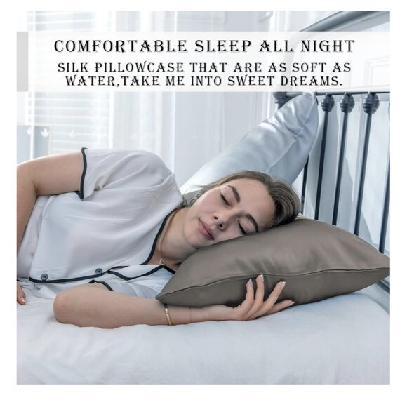 2 PK Silk Pillowcase for Hair and Skin King Size 20"X36" with Hidden Zipper Gray - Picture 5 of 5